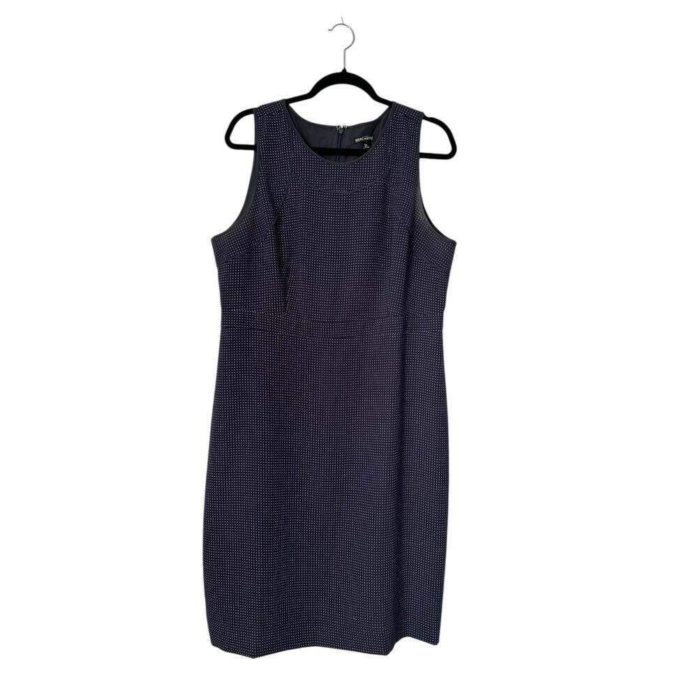 J Crew Mercantile Sheath Dress Size 16 Navy Blue‎ White Polka Dot Sleeveless